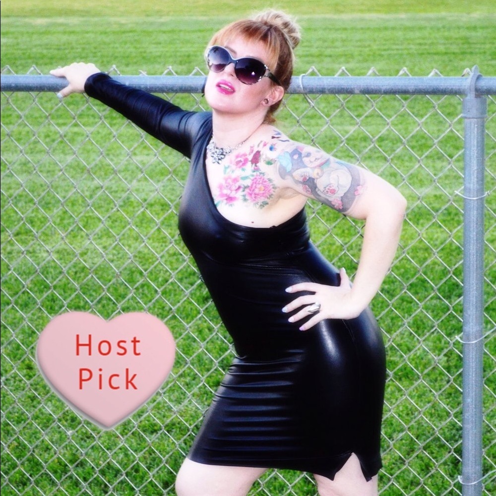 Sexy Off Shoulder PU Bodycon Dress